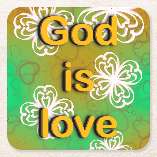God is love  square paper coaster (Front)