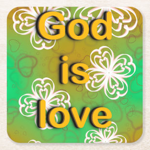 God is love square paper coaster