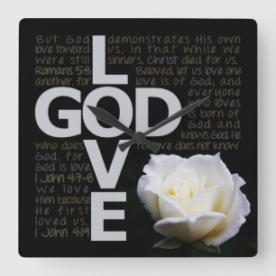 God is Love Square Wall Clock