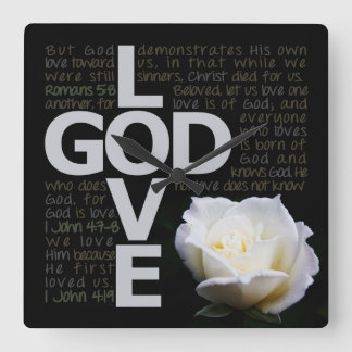 God is Love Square Wall Clock