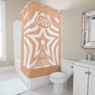 God Is Love Star Warm Peach & Orange: Serene Faith Shower Curtain