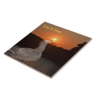 God Is Love Sunset Ceramic Tile