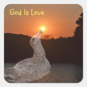 God Is Love Sunset Square Sticker