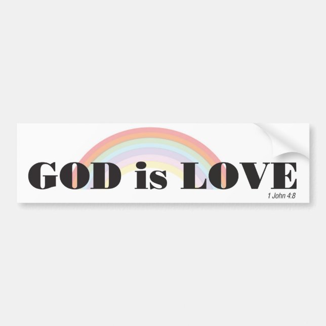God is love with rainbow bumper sticker (Front)
