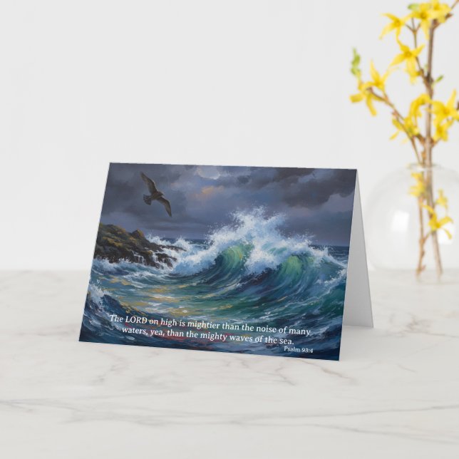 God is Mightier than the Sea: Psalm 93:4 Card (Yellow Flower)
