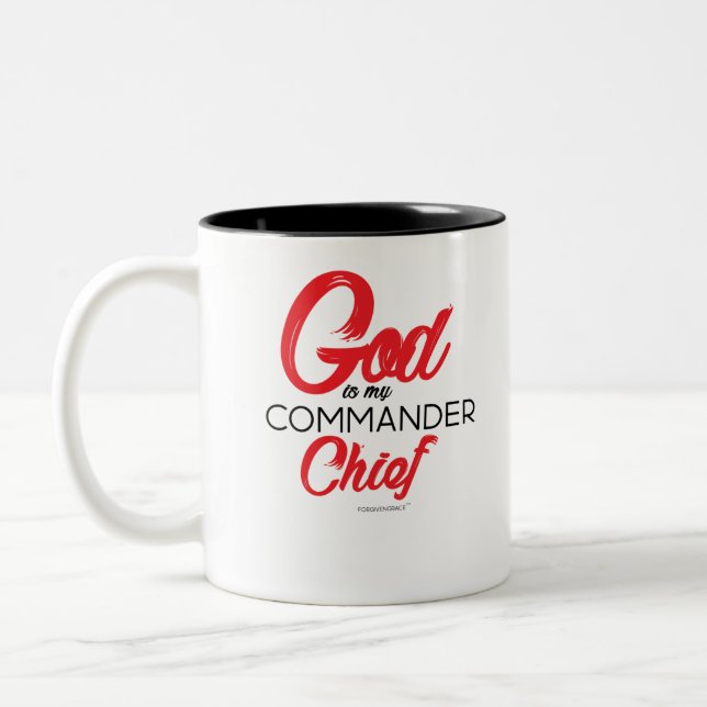 God is my commander in chief - Red Two-Tone Coffee Mug (Left)