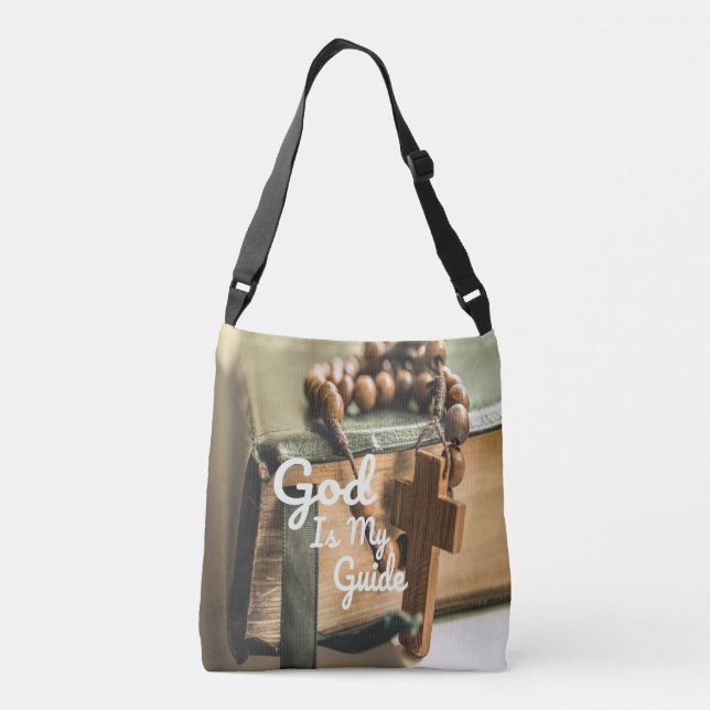 God Is My Guide Bible and Rosary Cross Crossbody Bag (Back)