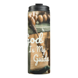 God Is My Guide Bible and Rosary Cross Thermal Tumbler