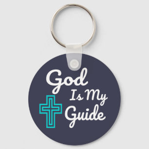 God Is My Guide Cross Key Ring