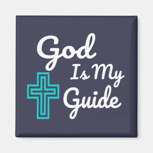 God Is My Guide Cross Magnet (Front)
