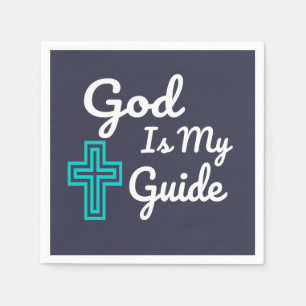 God Is My Guide Cross Napkin