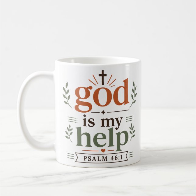 God Is My Help Inspirational Scripture Promise Coffee Mug (Left)