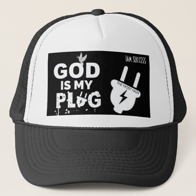 GOD IS MY PLUG TRUCKER HAT (Front)