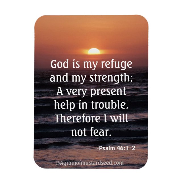 God is my refuge and my strength Bible Quote Magnet (Vertical)