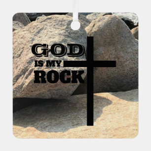 God is My Rock Bible Verse Black Cross Christian Metal Tree Decoration