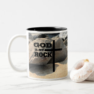 God is My Rock Bible Verse Black Cross Christian Two-Tone Coffee Mug