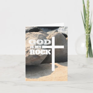 God is My Rock Bible Verse White Cross Christian Card