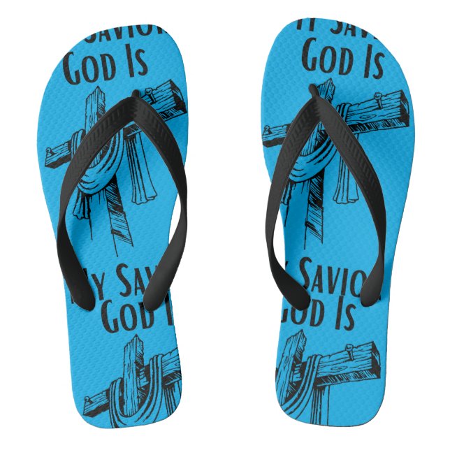 God Is My Saviour Bible Christian-Themed Aqua Thongs (Footbed)