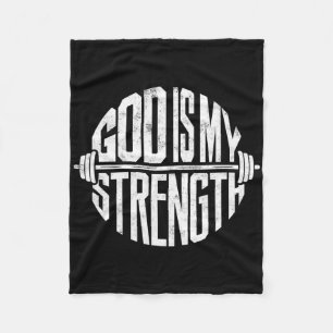 God Is My Strength Christian Faith Gym Workout Mot Fleece Blanket