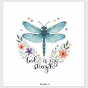 God is my strength Floral Dragonfly Christian T-Sh