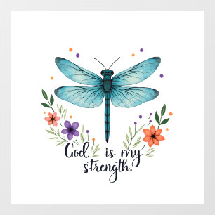 God is my strength Floral Dragonfly Christian T-Sh