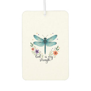 God is my strength Floral Dragonfly Christian T-Sh Car Air Freshener