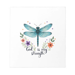 God is my strength Floral Dragonfly Christian T-Sh Notepad