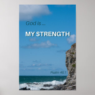 God is my Strength Inspirational Bible Verse Poster
