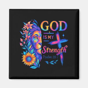 God Is My Strength Psalm 28_7 Lion Tee Magnet