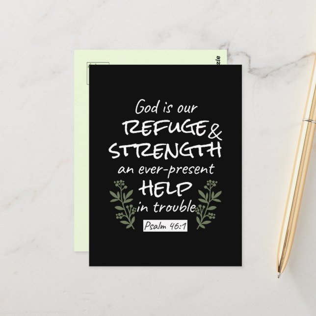 'God is Our Refuge and Strength' Psalm 46:1 Postcard (Front/Back In Situ)