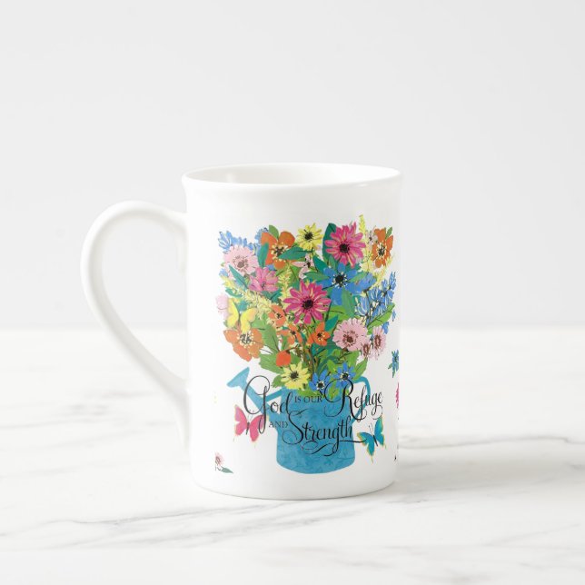 God is our refuge bone china mug (Left)