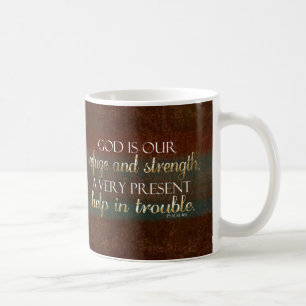 God is our Refuge Christian Bible Verse Brown/Gold Coffee Mug