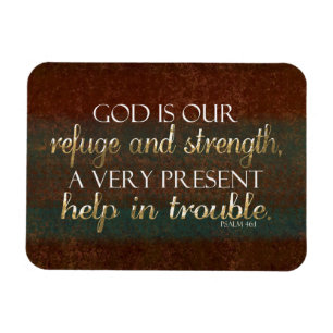 God is our Refuge Christian Bible Verse Brown/Gold Magnet