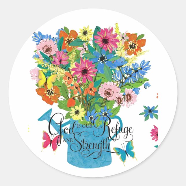 God is our refuge  classic round sticker (Front)