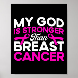 God Is Stronger Pink Breast Cancer Awareness  Poster