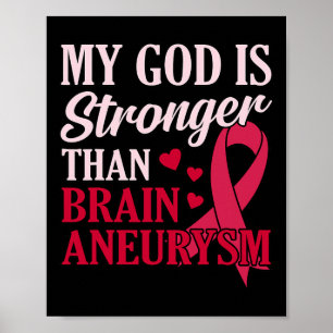 God Is Stronger Than Brain Aneurysm Awareness Mont Poster