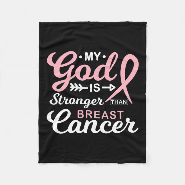 God Is Stronger Than Breast Cancer Awareness Warri Fleece Blanket (Front)