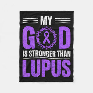God is stronger than lupus awareness ribbon sle fleece blanket