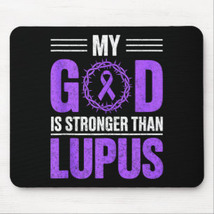 God is stronger than lupus awareness ribbon sle mouse pad