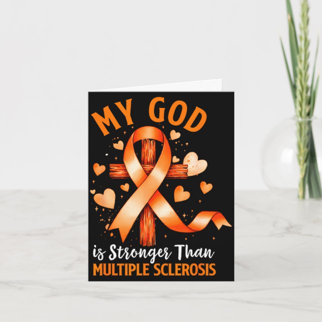 God is stronger than multiple sclerosis cross card (Front)