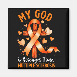 God is stronger than multiple sclerosis cross magnet