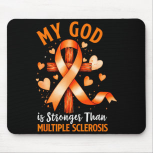 God is stronger than multiple sclerosis cross mouse pad