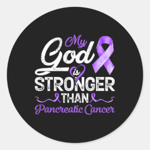 God Is Stronger Than Pancreatic Breast Cancer Awar Classic Round Sticker