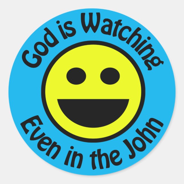 God is Watching Classic Round Sticker (Front)