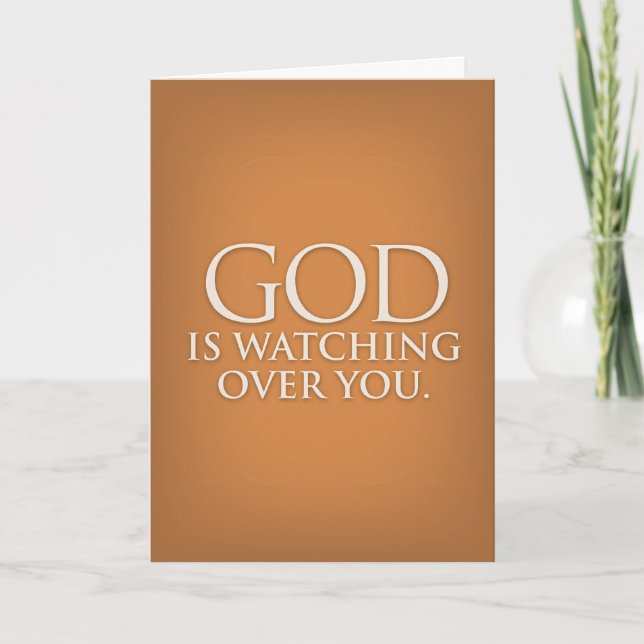 God is Watching Over You. Gold greeting card. Card (Front)