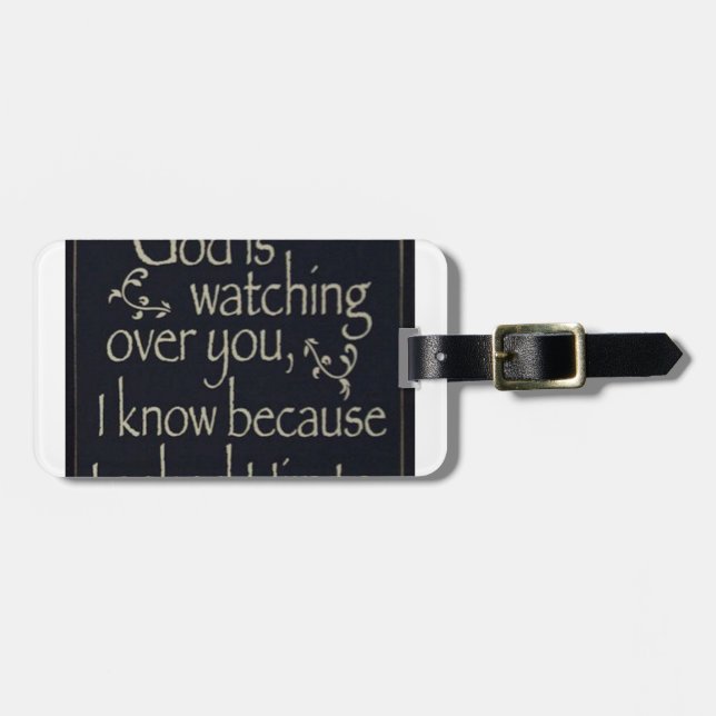 God Is Watching Over You Luggage Tag (Front Horizontal)