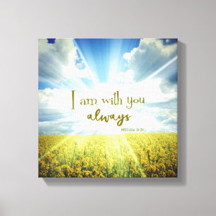 God is with you Always Bible Verse Typography Canvas Print