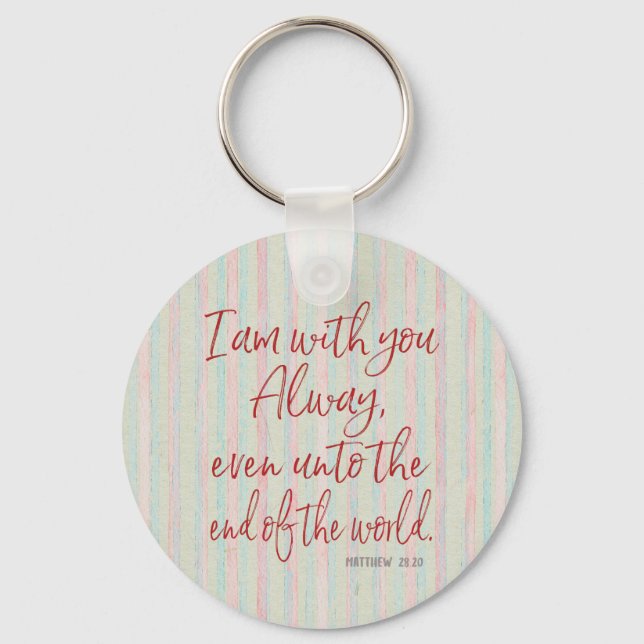 God is With You Always: Red Letter KJV Scripture Key Ring (Front)