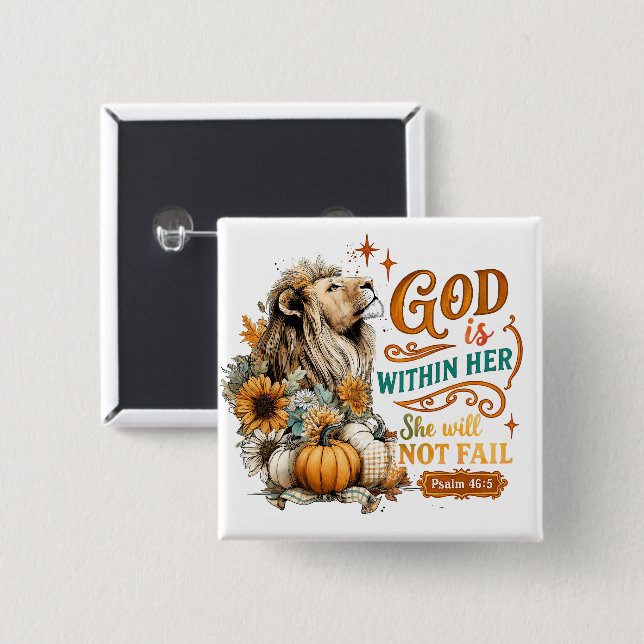 God Is Within Her...  15 Cm Square Badge (Front & Back)