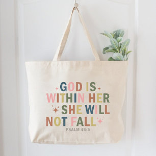 God Is Within Her Christian Women Faith Based Large Tote Bag